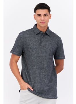 French Connection Men Regular Fit Short Sleeves Heather Polo Shirt, Black  - Image 1