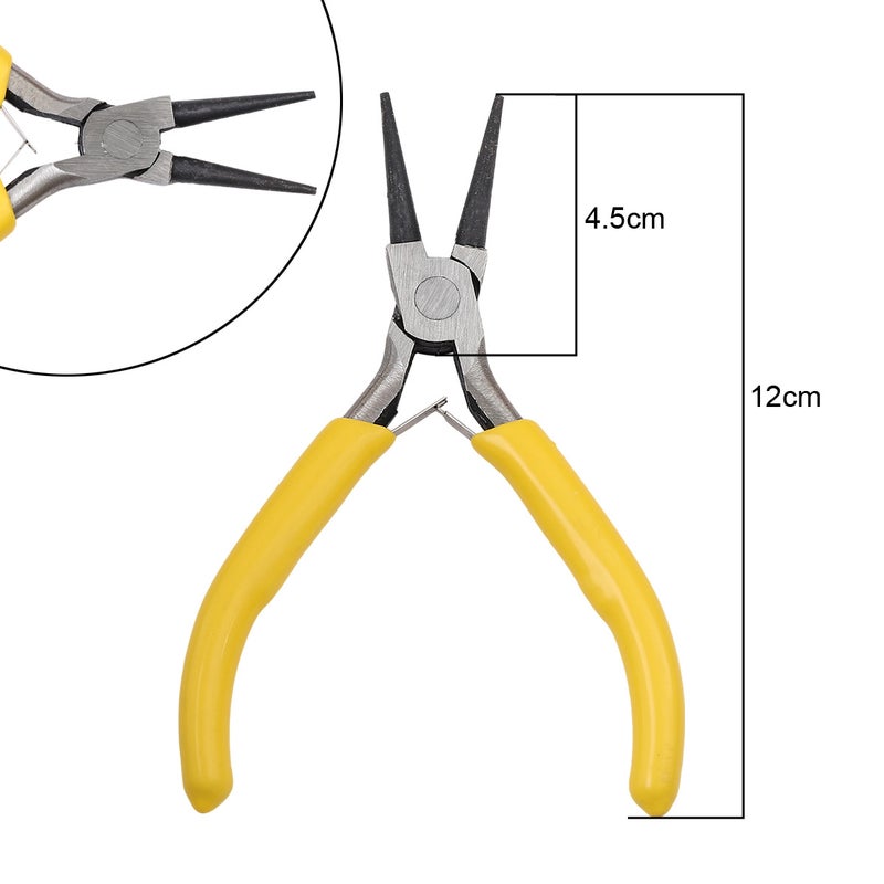 Handmade DIY Tool Pliers Multifunctional Punching Pliers Jewelry Toothless Pointed Nose Pliers Oblique Wire Cutting Pliers Hardware Tools #47 yellow handle double round pliers 