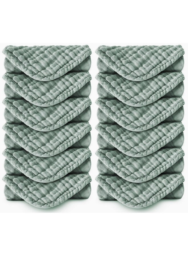 Spotted Play مناديل تجشؤ من موسلين مرقط 100% قطن كبيرة 20''x10'' فائقة النعومة وامتصاص - مناديل استحمام للأطفال للتجشؤ للأولاد والبنات (12 عبوة خضراء) - Image 1