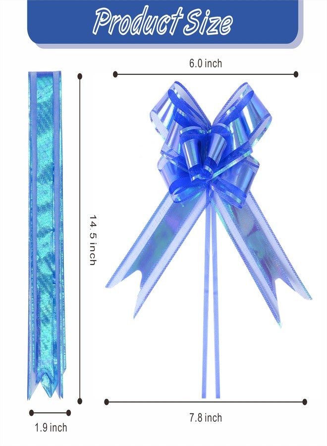TIMESEEK 24PCS Navy Blue Pull Bows for Gift Wrapping, 6" Large Pre-Tied Decorative Bows for Christmas, Wedding, Birthday, Party Decorations, Reusable Instant Floral Decors for Gifts, Bouquets,Baskets - Image 2
