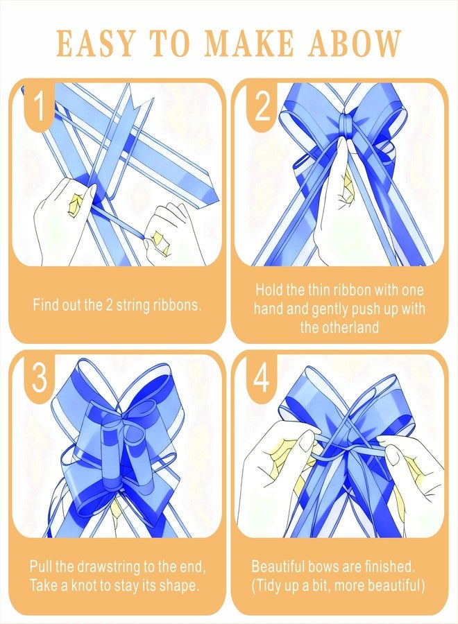 TIMESEEK 24PCS Navy Blue Pull Bows for Gift Wrapping, 6" Large Pre-Tied Decorative Bows for Christmas, Wedding, Birthday, Party Decorations, Reusable Instant Floral Decors for Gifts, Bouquets,Baskets - Image 3