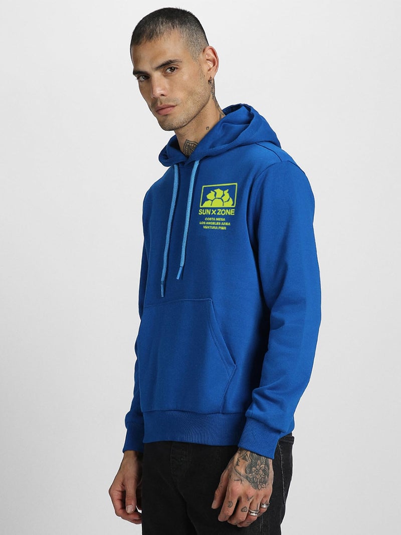 Veirdo® Cotton Fleece Oversized Baggy Fit Full Sleeve with Hooded Neck Back Graphic Print Blue Hoodie for Men (M) - Image 5