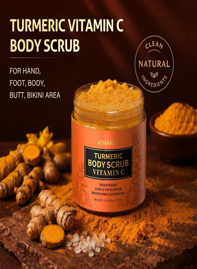 RIHAKO Turmeric Body Scrub, Exfoliating Body Scrub with Vitamin C, Deep Cleansing Skin Exfoliator Scrub, Organic Moisturizing Skincare for Bikini Area, Body, Hands, and Foot 11.64 oz - Image 2
