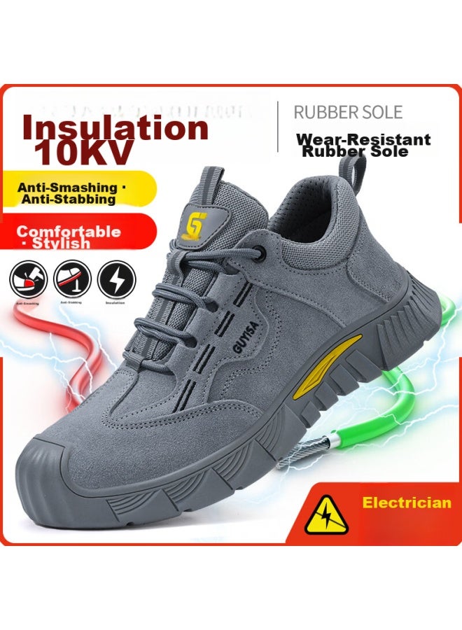 JUNBU Junbu Safety Shoes For Men, Electrician Ulated Plastic Toe Cap, Anti-smashing, Anti-puncture, Lightweight Work Safety Functional Shoes 0266fkv Size 41 - Image 1