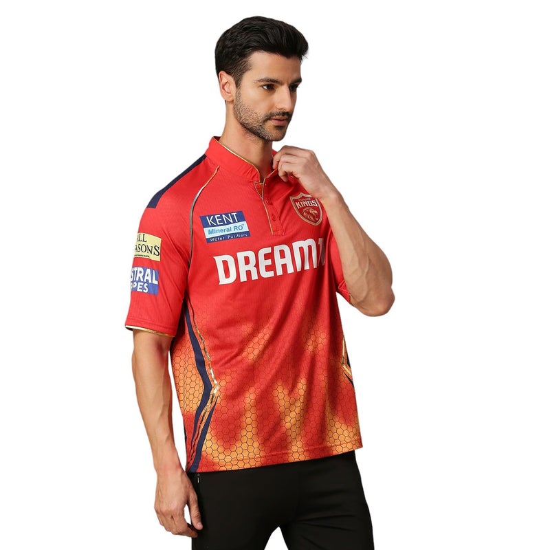 playR Men's Solid Regular Fit PBKS Official Match Jersey-Plain (Half Sleeve) - Image 3