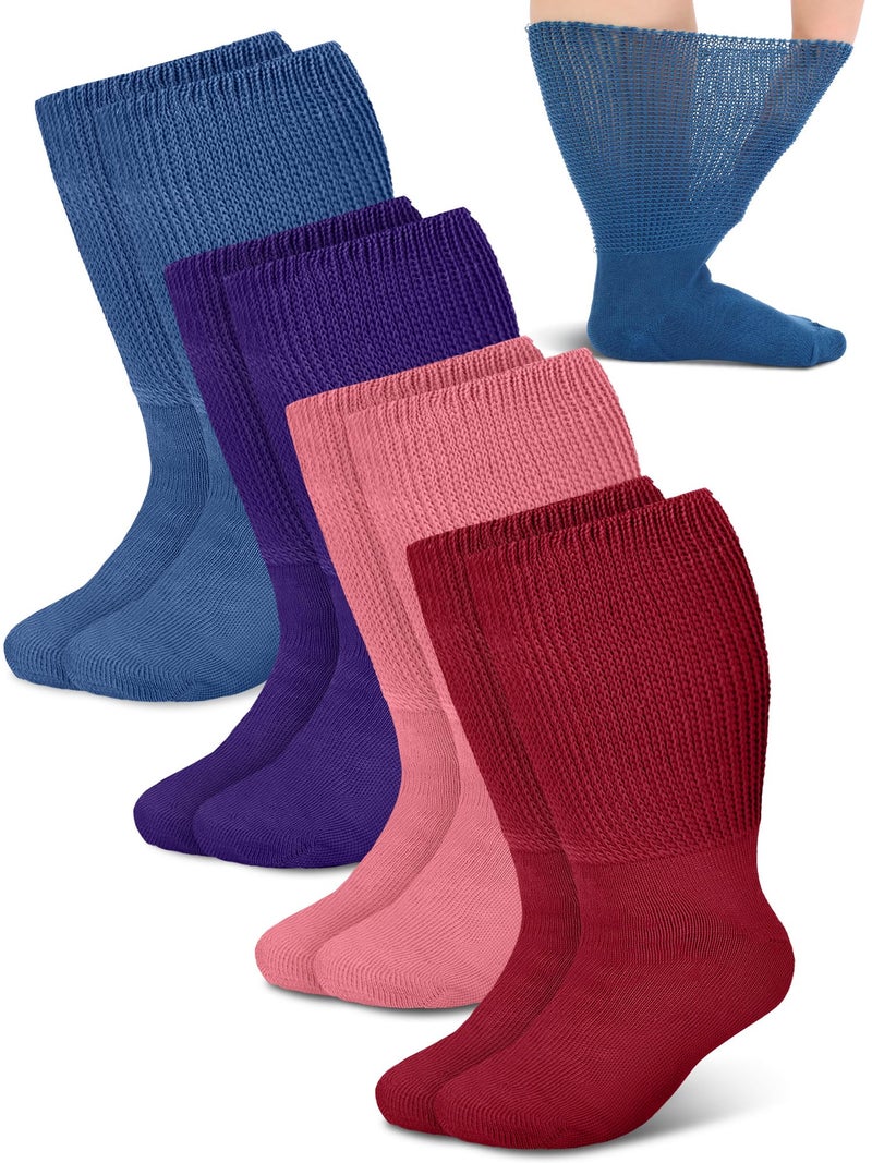 Bunnycool 4 Pairs Extra Wide Socks Swollen 30" Lymphedema Bariatric Socks Non Binding Loose Fit(10-13,Colorful) - Image 1