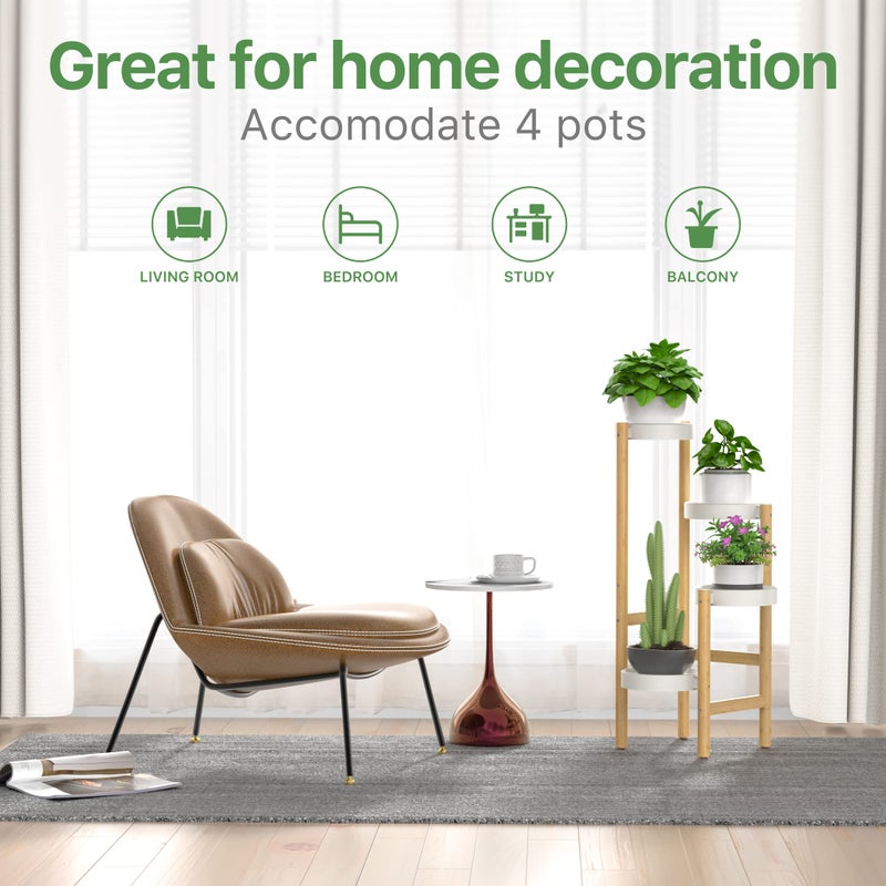 Wisuce Bamboo Plant Stands Indoor, 4 Tier Tall Corner Plant Stand Holder & Plant Display Rack for Outdoor Garden Indoor Home (4 Tier -2) - Image 4