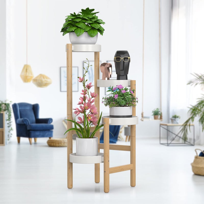 Wisuce Bamboo Plant Stands Indoor, 4 Tier Tall Corner Plant Stand Holder & Plant Display Rack for Outdoor Garden Indoor Home (4 Tier -2) - Image 5