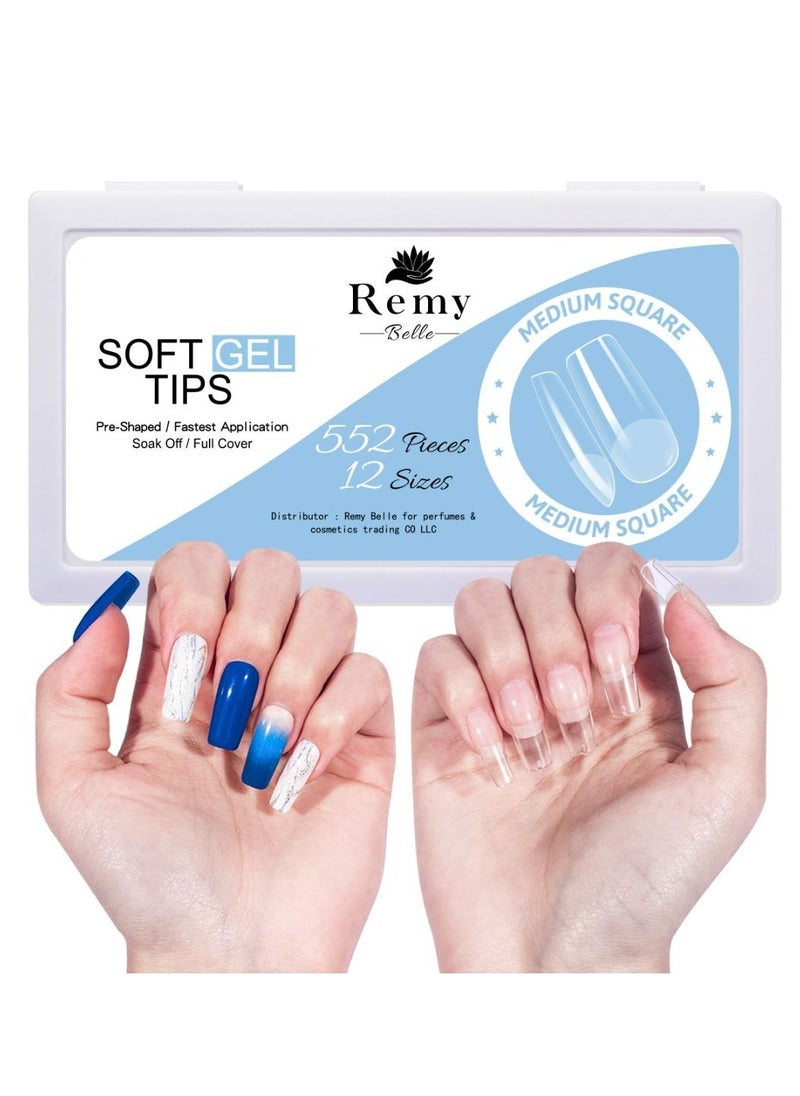 Remy Belle - Soft Gel Nail Tips Medium Square 552 Pcs 12 Sizes - Image 1