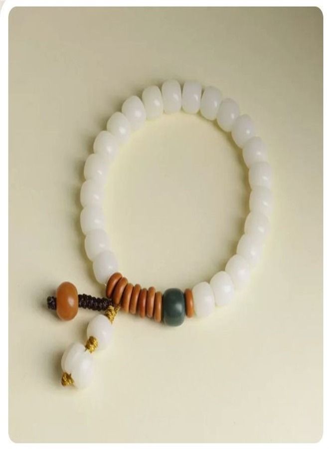Natural White Jade Bodhi Root Bracelet Olive Core Bracelet Hand Jewelry