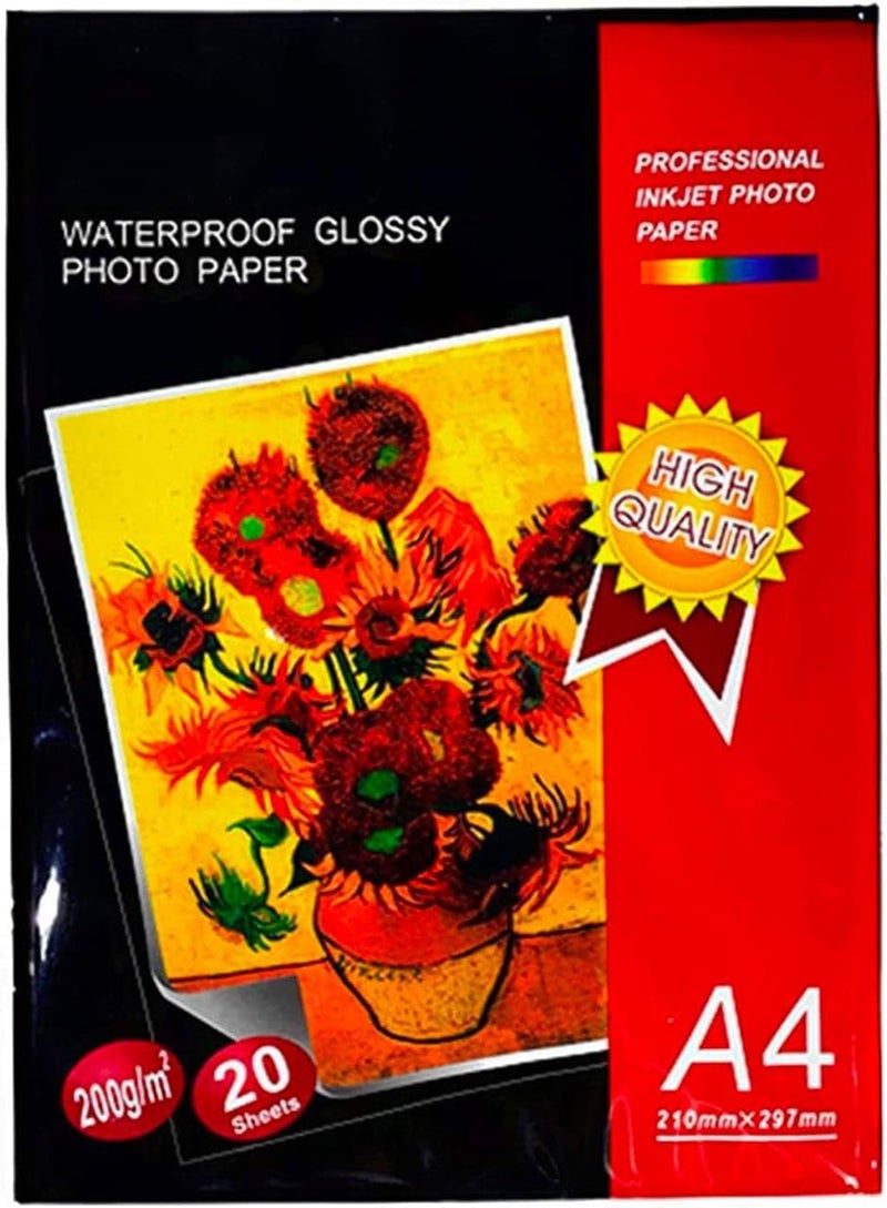 MARKQ A4 Photo Paper, 20 Sheets Waterproof Glossy For Photo Paper (A4 Photo Paper) - Image 1