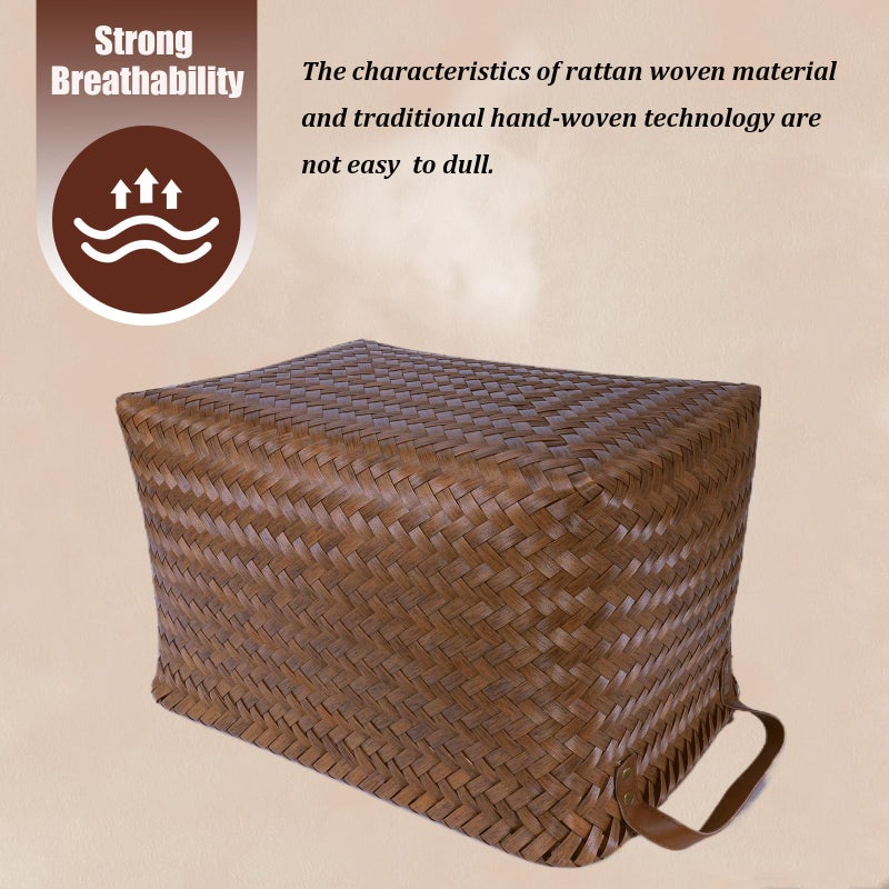 BROWNLILY Handwoven Clothes Basket Laundry Hampers Large Wicker Storage Baskets for Shelves Blankets Closet Storage Bins Car Bedroom Bathroom Organizers and Storage Bath (Pack of 4, Brown) - Image 5