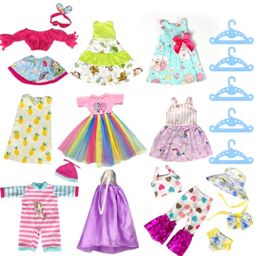 WONDOLL 10-Sets Doll-Clothes for American-14-inch-Dolls - Compatible with 14.5-inch-Dolls Handmade Clothes and Outfits Accessories Christmas Birthday Gift for Little Girl - Image 2