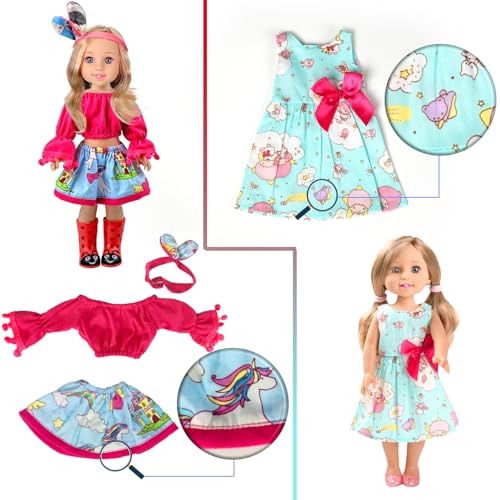 WONDOLL 10-Sets Doll-Clothes for American-14-inch-Dolls - Compatible with 14.5-inch-Dolls Handmade Clothes and Outfits Accessories Christmas Birthday Gift for Little Girl - Image 5