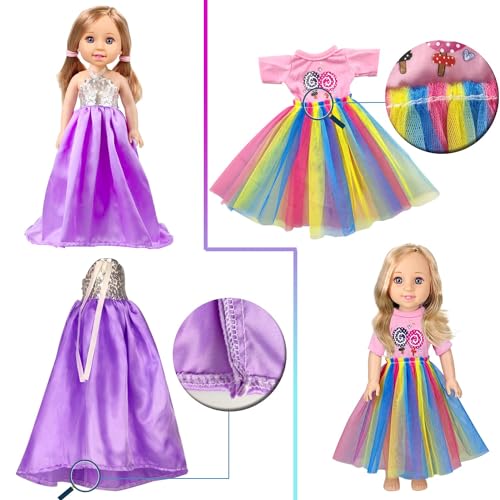 WONDOLL 10-Sets Doll-Clothes for American-14-inch-Dolls - Compatible with 14.5-inch-Dolls Handmade Clothes and Outfits Accessories Christmas Birthday Gift for Little Girl - Image 4