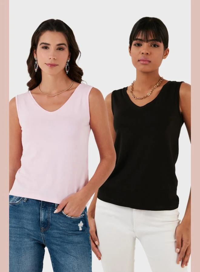 ليلا بلوزة نسائية بياقة على شكل حرف  وحمالات سميكة من ليلى، قطعتان، مقاس ضيق