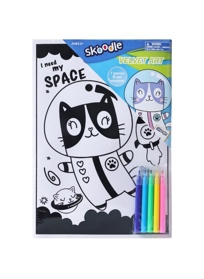SKOODLE Velvet Art with Mini Markers | Coloring Poster For Kids | Creative Activity Set | Art & Craft Kit | Age 3+ - Image 1