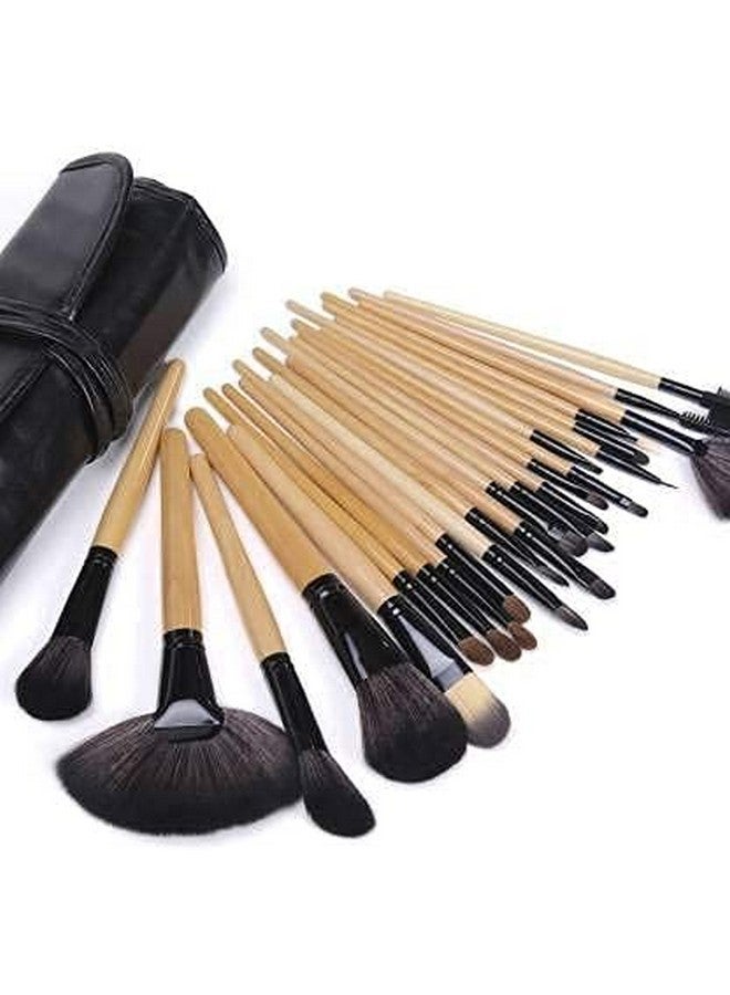 SUNISA Make Up Brushes Set With Pu Leather Case (Pack Of 24) - Black - Image 5
