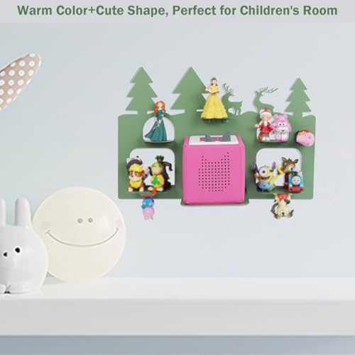 Demao Storage Shelf for Toniebox and Figures, Metal Figure Shelf for Tonies Storage,43x30cm Wall Magnetic Shelves Store Up to20-30pcs, Display Rack in Children's Room Decoration-Green Forest - Image 5
