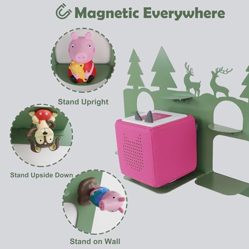 Demao Storage Shelf for Toniebox and Figures, Metal Figure Shelf for Tonies Storage,43x30cm Wall Magnetic Shelves Store Up to20-30pcs, Display Rack in Children's Room Decoration-Green Forest - Image 4