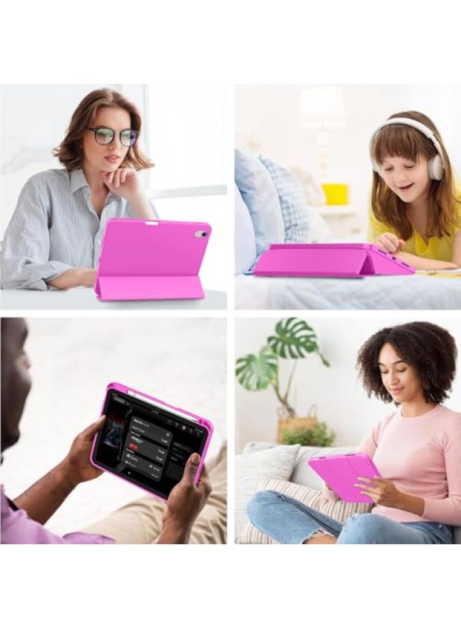 iMieet حافظة iMieet لجهاز iPad (A16)/الجيل العاشر من iPad [11 بوصة 2025/10.9 بوصة 2022]، حافظة ذكية قابلة للطي ثلاثية مع حامل وحامل قلم وظهر TPU ناعم، تدعم Touch ID (أسود) - Image 4
