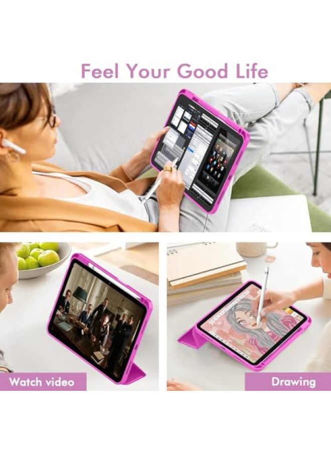iMieet حافظة iMieet لجهاز iPad (A16)/الجيل العاشر من iPad [11 بوصة 2025/10.9 بوصة 2022]، حافظة ذكية قابلة للطي ثلاثية مع حامل وحامل قلم وظهر TPU ناعم، تدعم Touch ID (أسود) - Image 5