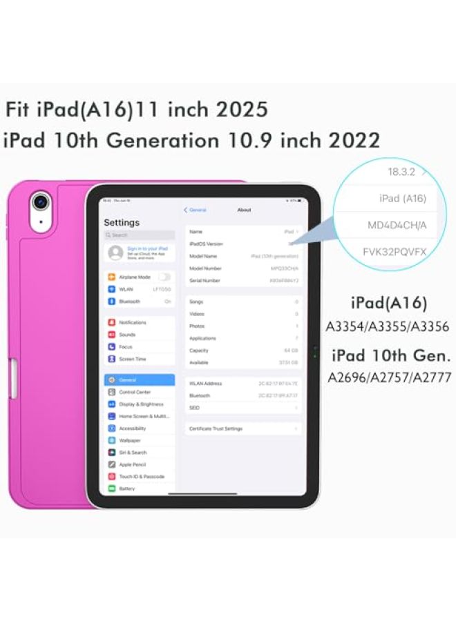 iMieet حافظة iMieet لجهاز iPad (A16)/الجيل العاشر من iPad [11 بوصة 2025/10.9 بوصة 2022]، حافظة ذكية قابلة للطي ثلاثية مع حامل وحامل قلم وظهر TPU ناعم، تدعم Touch ID (أسود) - Image 2