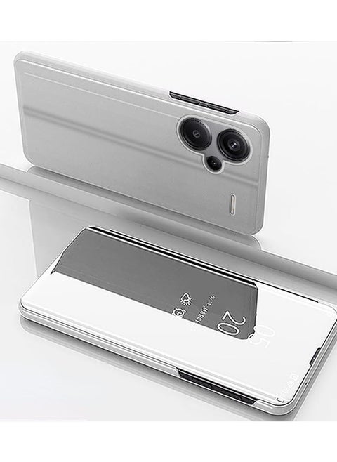 Case Compatible with mi Note 13 Pro Plus, Slim Mirror Design Clear View PU Leather Flip Case with Kickstand Magnetic Closure Shockproof Cover for Note 13 Pro+