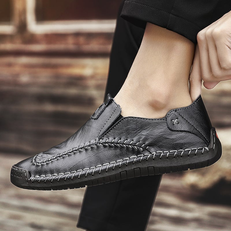 Large Size Men'S Business Leather Shoes, Slip-Ons, Breathable Beanie Shoes, Hand-Sewn Retro Casual Men'S Shoes - Image 5