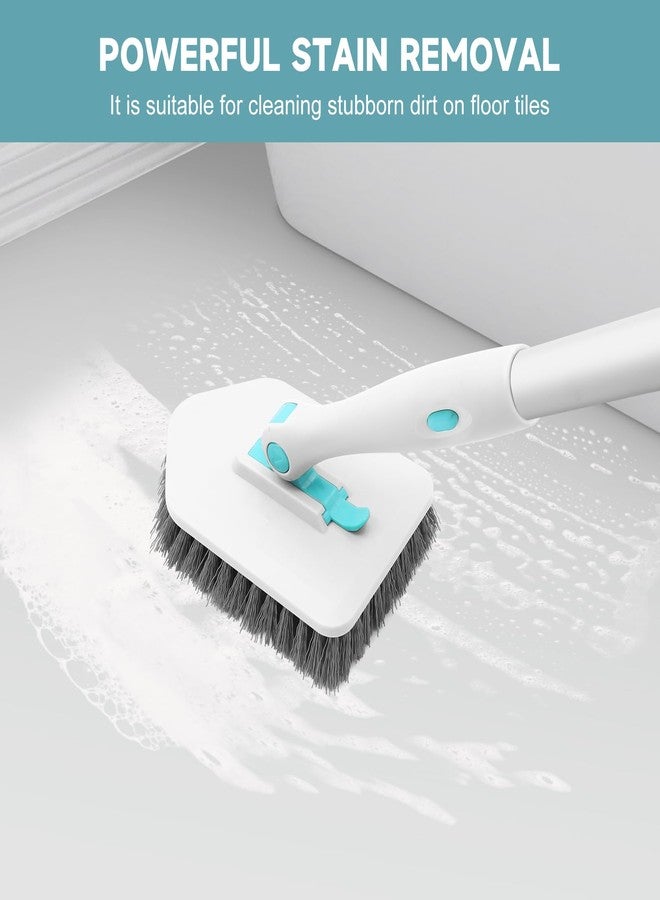 nacena Shower Scrubber with Long Handle, 3 in 1 Tile Tub Scrubber Brush with 3 Detachable Cleaning Heads Adjustable Handle Shower Cleaner Brush for Bathroom, Kitchen, Toilet, Wall, Sink, Blue White - Image 5