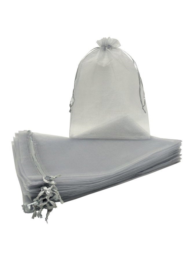 Ankirol 100pcs Sheer Organza Favor Bags 8 X 12 inch Large Organza Drawstring Bags (grey) - Image 3