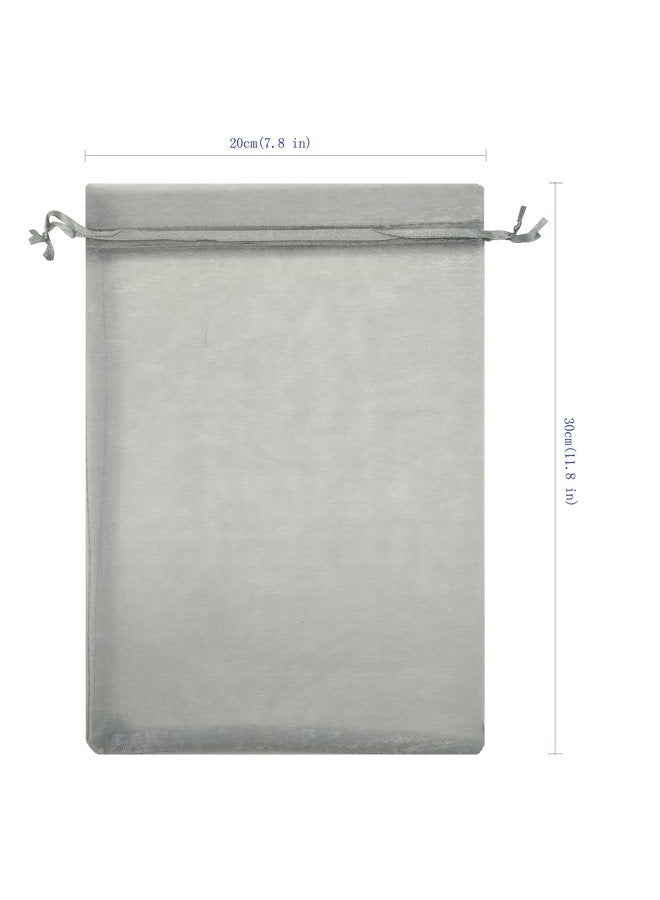 Ankirol 100pcs Sheer Organza Favor Bags 8 X 12 inch Large Organza Drawstring Bags (grey) - Image 5