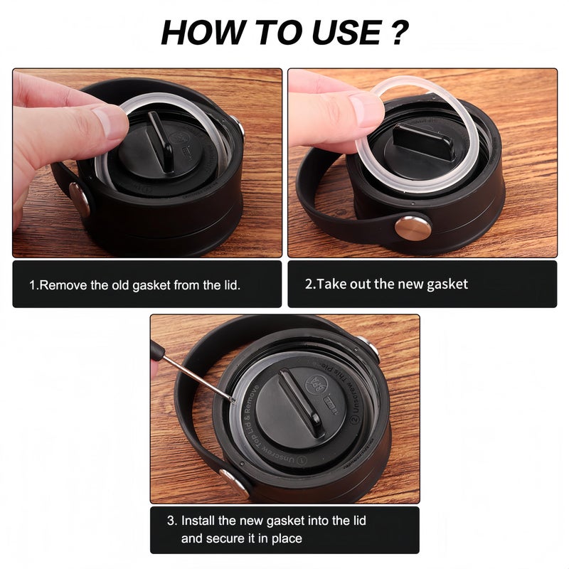 Joshey Gasket Replacement for Hydro Flask Wide Mouth Lid Cap - 6 Pack Rubber Seal O-Ring | Leak-Proof Gasket Seal Replacement Parts - Image 3