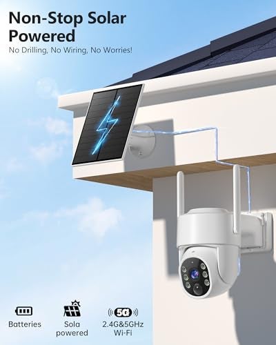 Gianteye 5G Solar Security Cameras Wireless Outdoor 2K Cameras for Home Security Outdoor Security Cameras Wireless Outdoor with Color Night Vision 2Way Talk PTZ Human Detection 2 Packs - Image 3