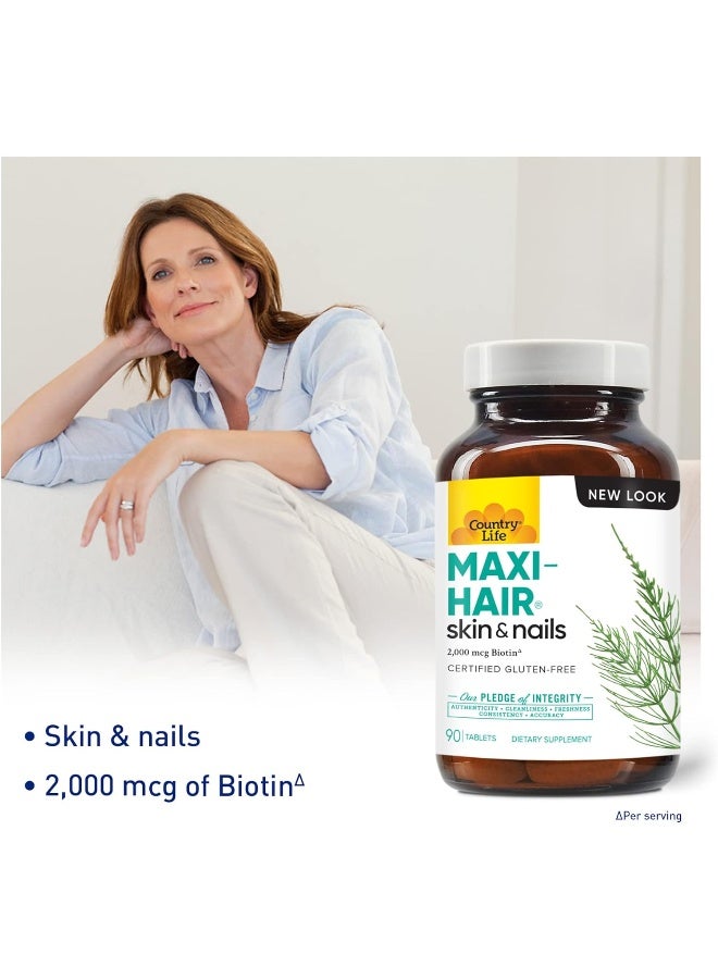 Country Life Maxi-Hair, Strengthens Hair, Skin, And Nails - 90 Tablets
