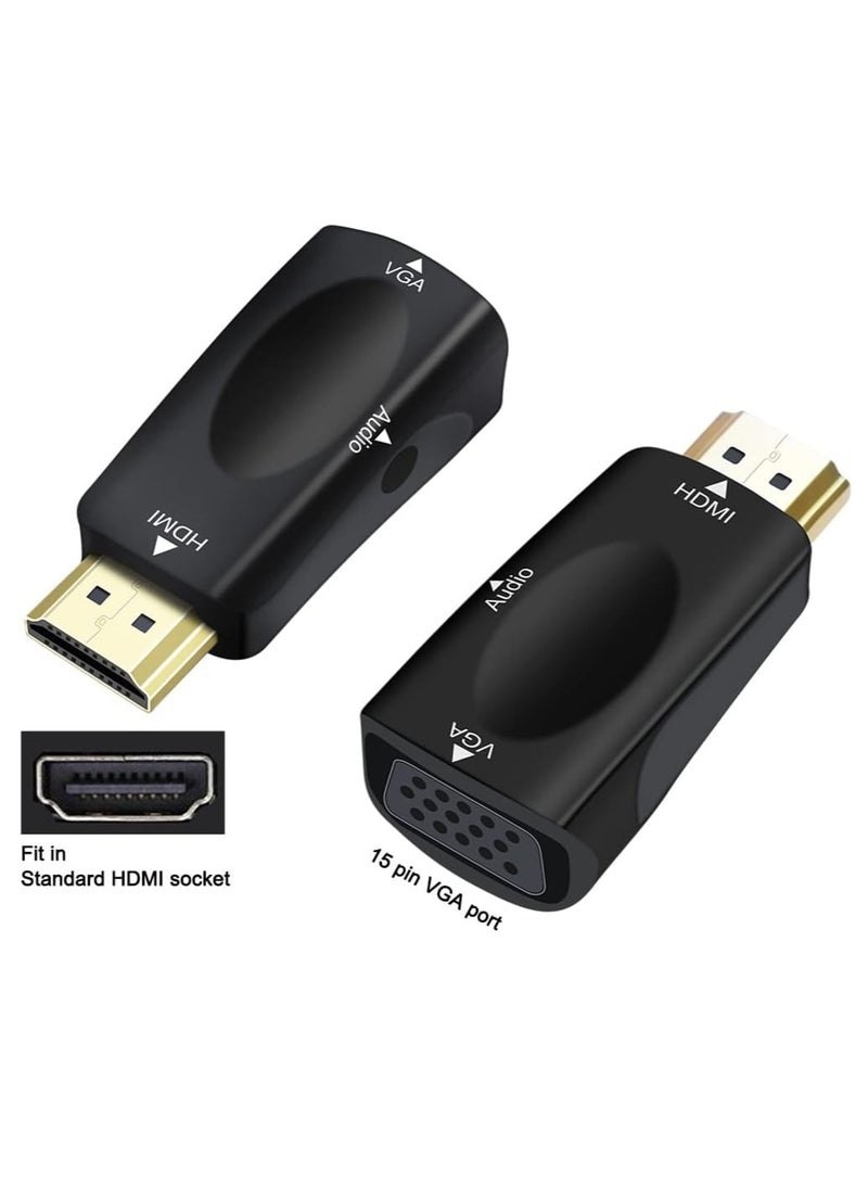 HDMI to VGA Converter with 3.5mm Audio Port for PC Monitor TV Video HD 1080P Male Input, Female Output, Black - Image 3