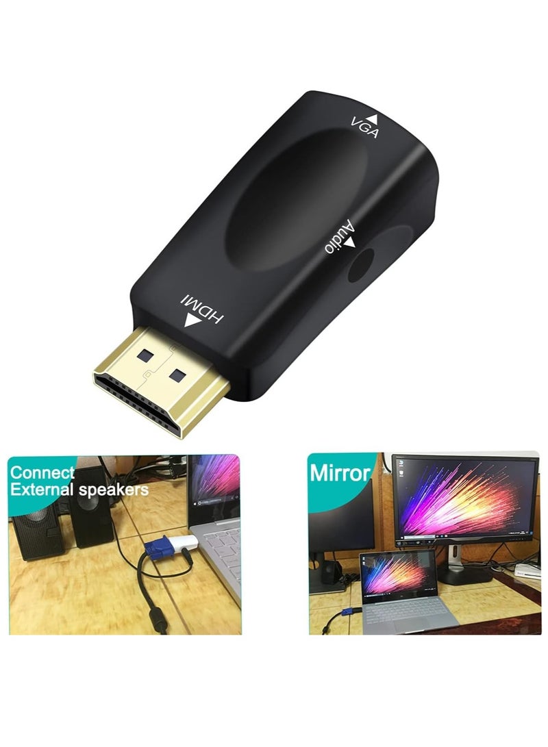 HDMI to VGA Converter with 3.5mm Audio Port for PC Monitor TV Video HD 1080P Male Input, Female Output, Black - Image 5