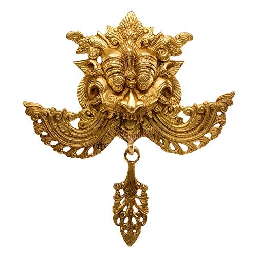 Kartique Brass Nazar Battu for Home Entrance Door Knocker | Yaali Evil Eye Protector | Kirtimukha for Home Door Decor | Brass Wall Hanging Decor | Negative Energy Remover for Home | 11 Inch - Image 1