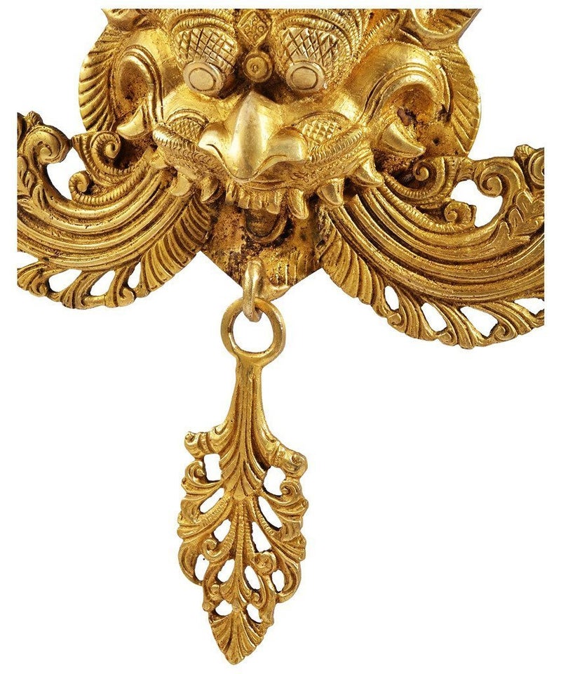 Kartique Brass Nazar Battu for Home Entrance Door Knocker | Yaali Evil Eye Protector | Kirtimukha for Home Door Decor | Brass Wall Hanging Decor | Negative Energy Remover for Home | 11 Inch - Image 3