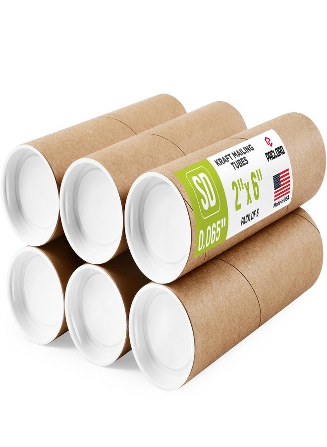 Paclord 2" x 6" Reinforced Kraft Paper Mailing Tube, Pack of 6 Tubes with 12 Caps – Secure USPS Approved Poster Tube – Made in USA Cardboard Tube for Shipping and Storing Posters, Prints, Artwork - Image 1