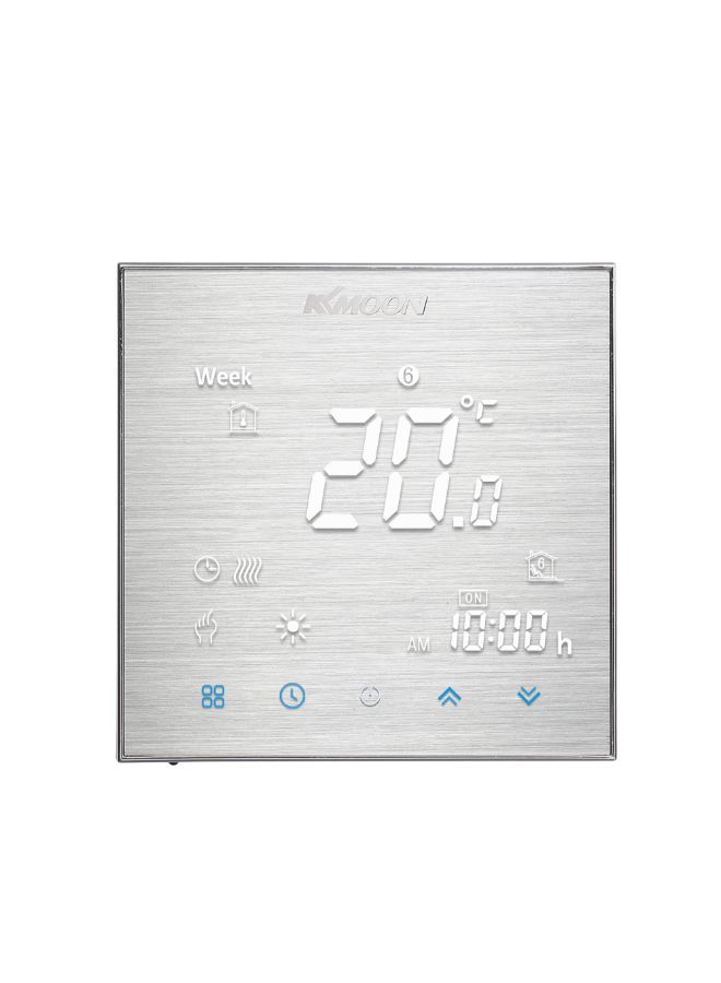NIBEMINENT Digital Touchscreen Water/Gas Boiler Heating Thermostat 5A E8484BA-1-A Silver - Image 2