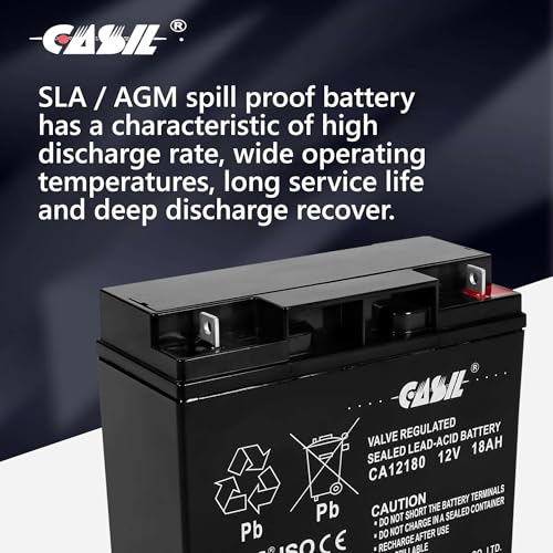 Casil 12V 18AH Battery Sealed Lead Acid Rechargeable SLA AGM Batteries Replaces UB12180 FM12180 6fm18, Universal - Image 4