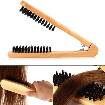 Asixx Hairdressing Tool Hair Brush Asixx Professional Hairdressing Comb Double Brushes Wooden Hair Brush Antistatic Hair Straightener Tool for Straightening Hair - Image 2