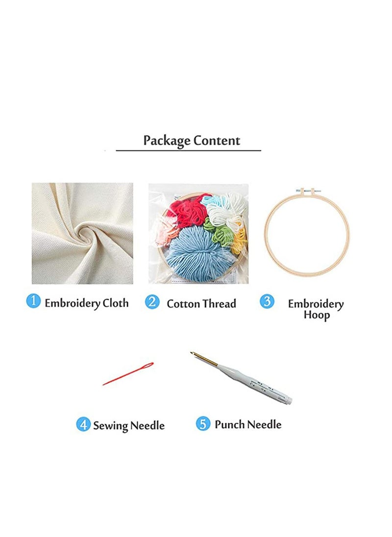 SYOSI Series of Scenery Punch Needle Embroidery Starter Kits Punch Needle Tool, DIY Rug Hooking Kit for Adults Kids Beginner with Adjustable Embroidery Pen Yarn Rug Punch Needle Hoop  - Image 3