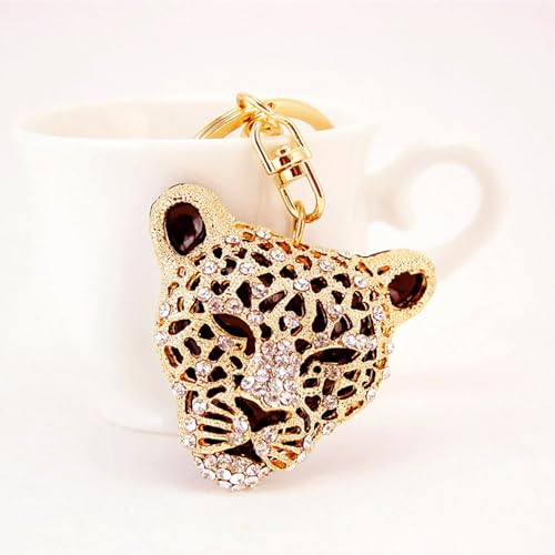 WenTigDY Leopard Bag Pendant, Purse Charms,1.81×1.65 in Leopard Charm, Gold Rhinestone Keychain, Cute Cheetah Head Purse Key Ring Chain Sparkling Crystal Charming for Lady Girlfriend - Image 3