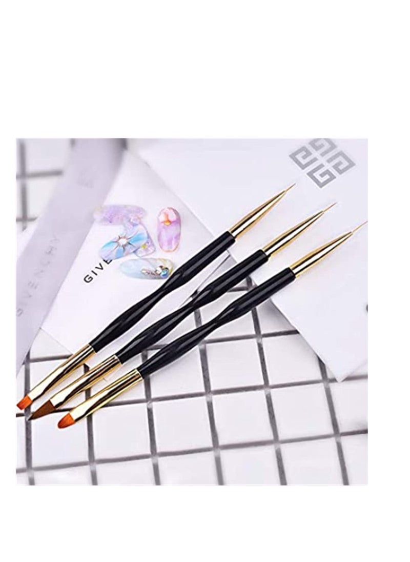 SYOSI Double Ended Nail Art Brushes, Nail Drawing Pen, Dual End Nail Art Pen Brush, Nail Design Painting Pen Art Point Drill Drawing Tools Set for DIY Nail Art Design Gift for Women and Girl 3 PCS  - Image 3