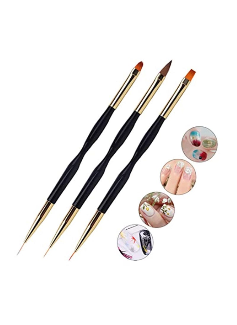SYOSI Double Ended Nail Art Brushes, Nail Drawing Pen, Dual End Nail Art Pen Brush, Nail Design Painting Pen Art Point Drill Drawing Tools Set for DIY Nail Art Design Gift for Women and Girl 3 PCS  - Image 1