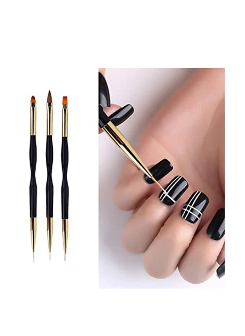 SYOSI Double Ended Nail Art Brushes, Nail Drawing Pen, Dual End Nail Art Pen Brush, Nail Design Painting Pen Art Point Drill Drawing Tools Set for DIY Nail Art Design Gift for Women and Girl 3 PCS  - Image 2