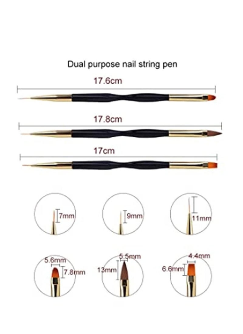 SYOSI Double Ended Nail Art Brushes, Nail Drawing Pen, Dual End Nail Art Pen Brush, Nail Design Painting Pen Art Point Drill Drawing Tools Set for DIY Nail Art Design Gift for Women and Girl 3 PCS  - Image 4