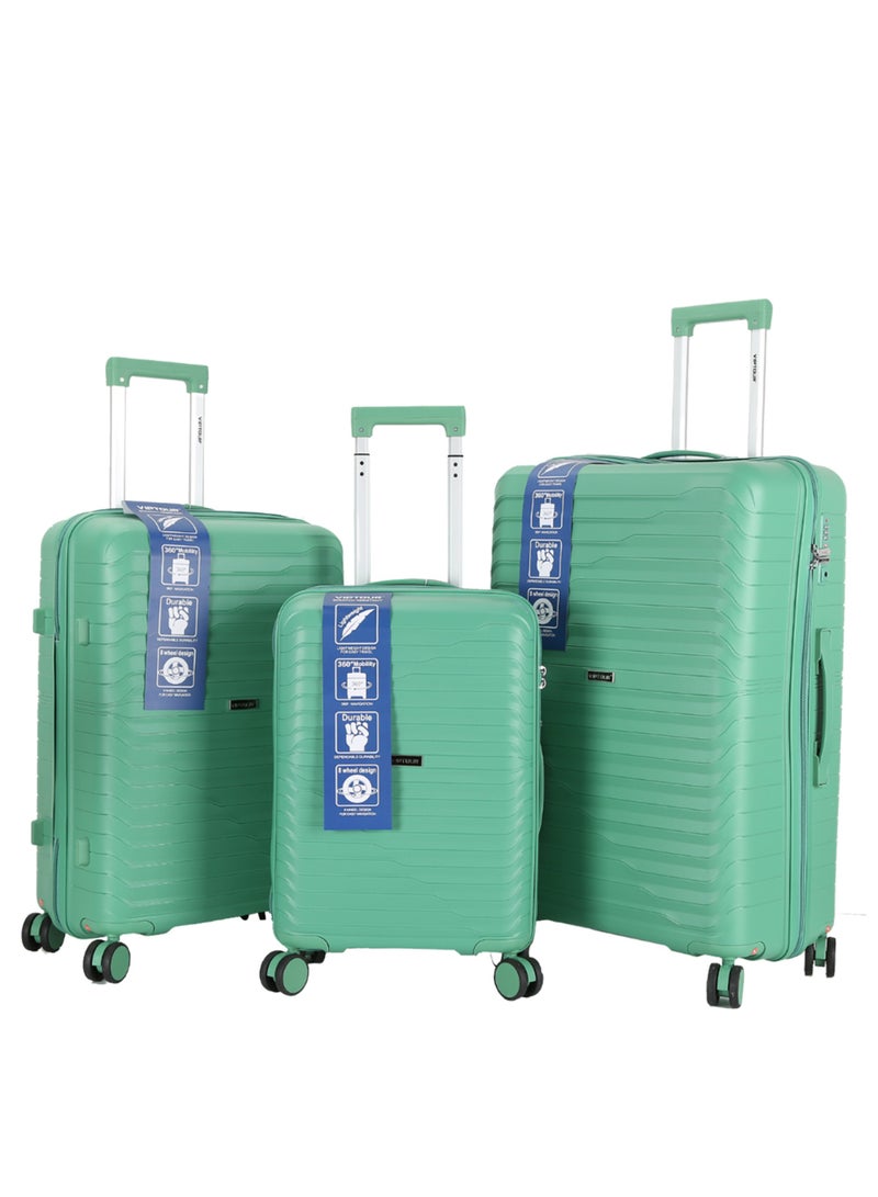 فيبتور طقم حقائب سفر بعجلات 3 قطع PP حقيبة جانبية صلبة بعجلات دوارة 360 درجة مع قفل TSA - Image 1